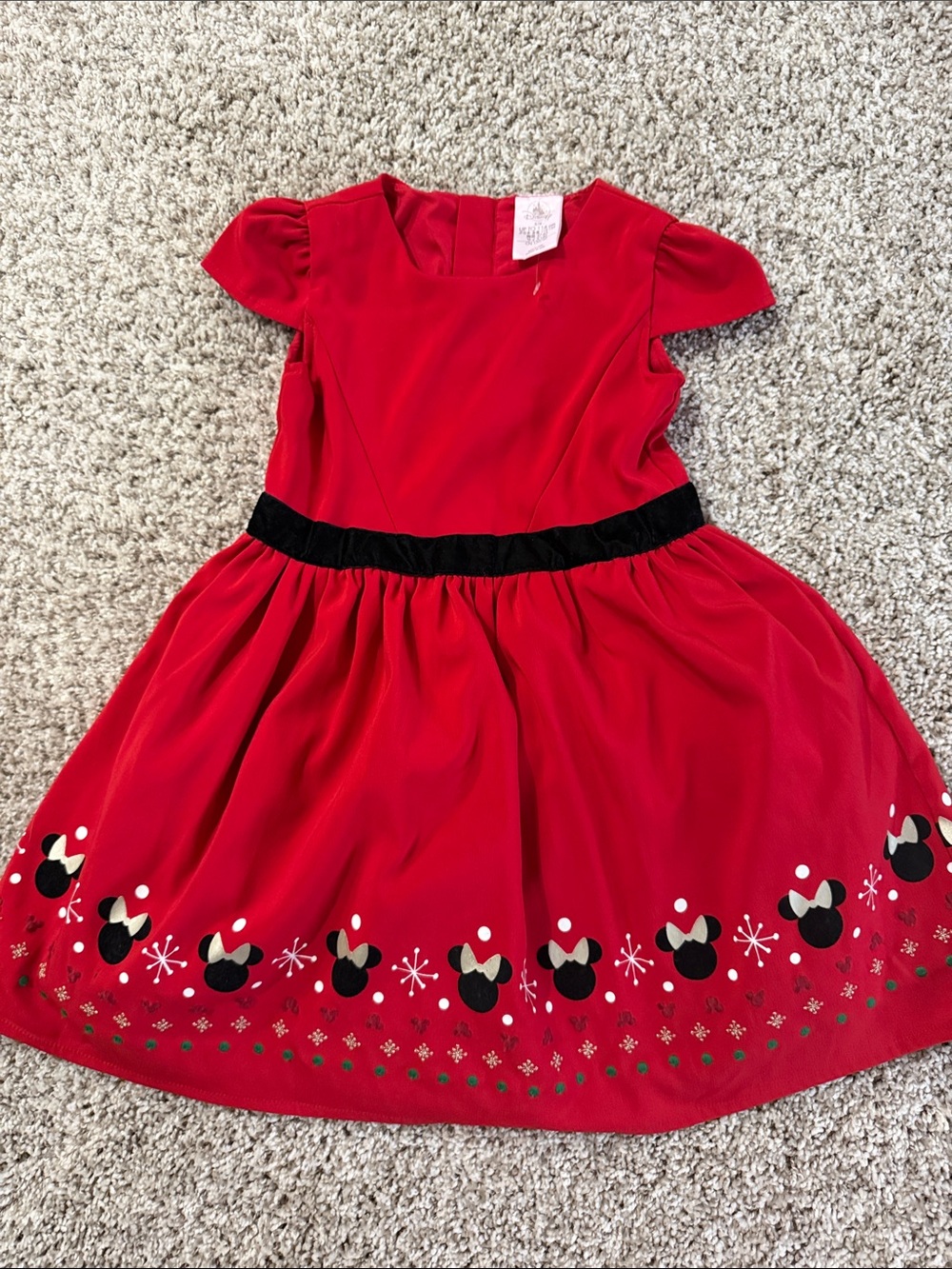Disney Red Girls' Dress with Black Waistband and Minnie Border